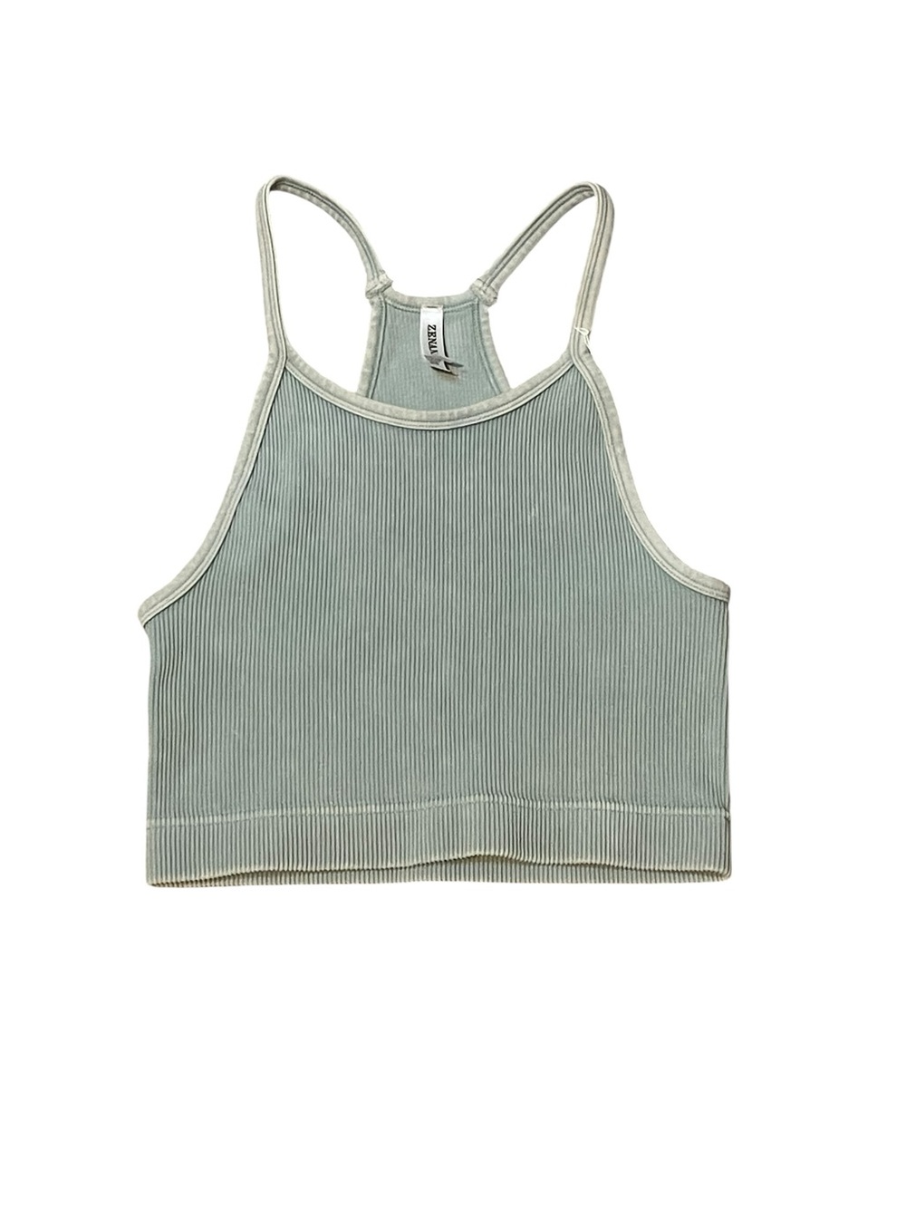 Zenana vintage blue Ribbed crop top L/XL